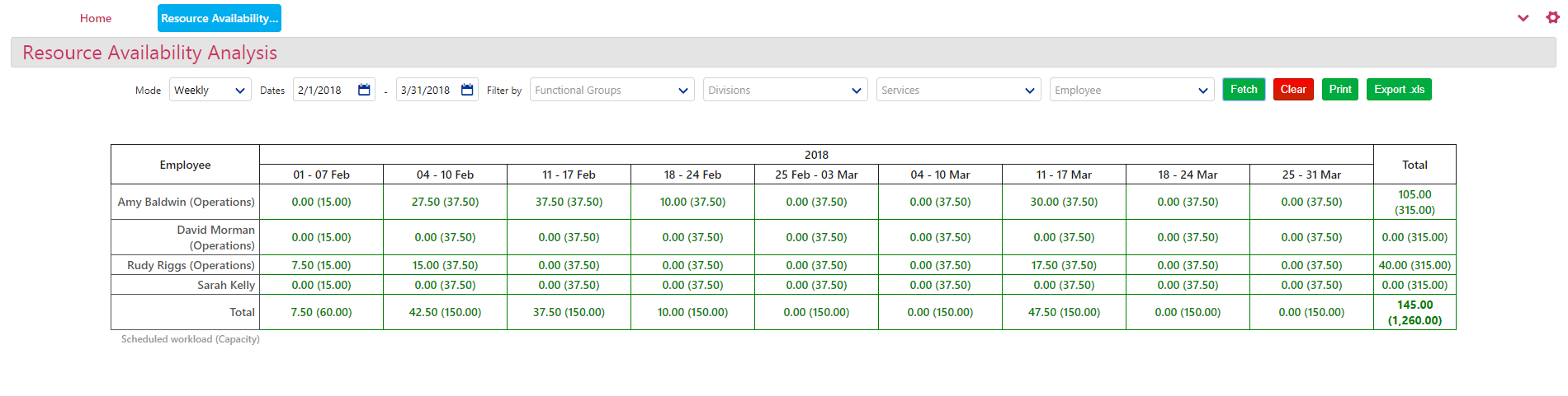 Resource Availability Report