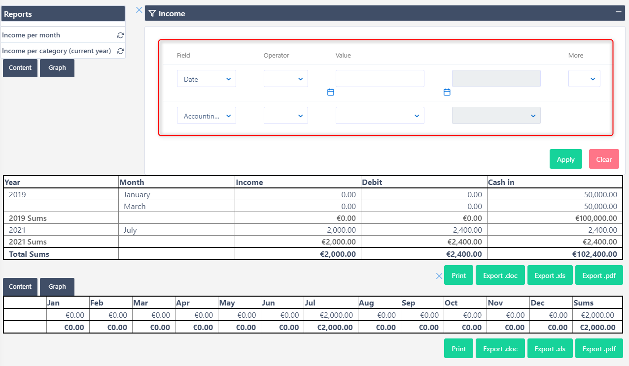 Income | Comidor Platform