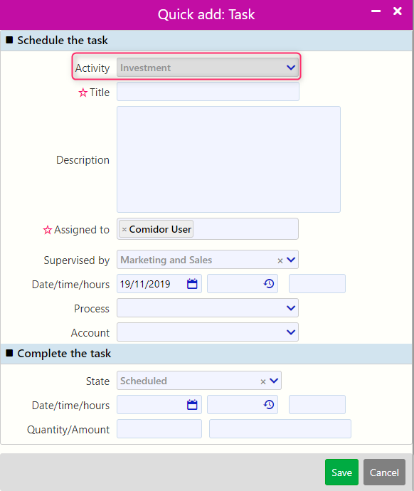 quick add / Comidor Digital Automation Platform