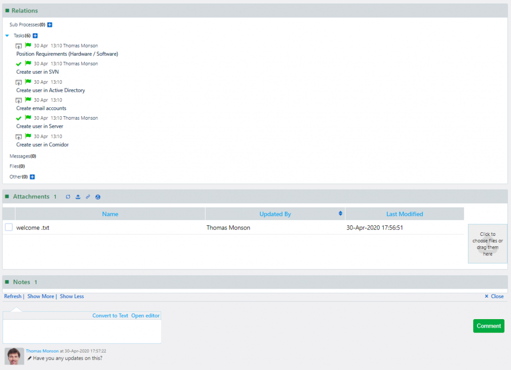 Process Dashboard | Comidor Platform