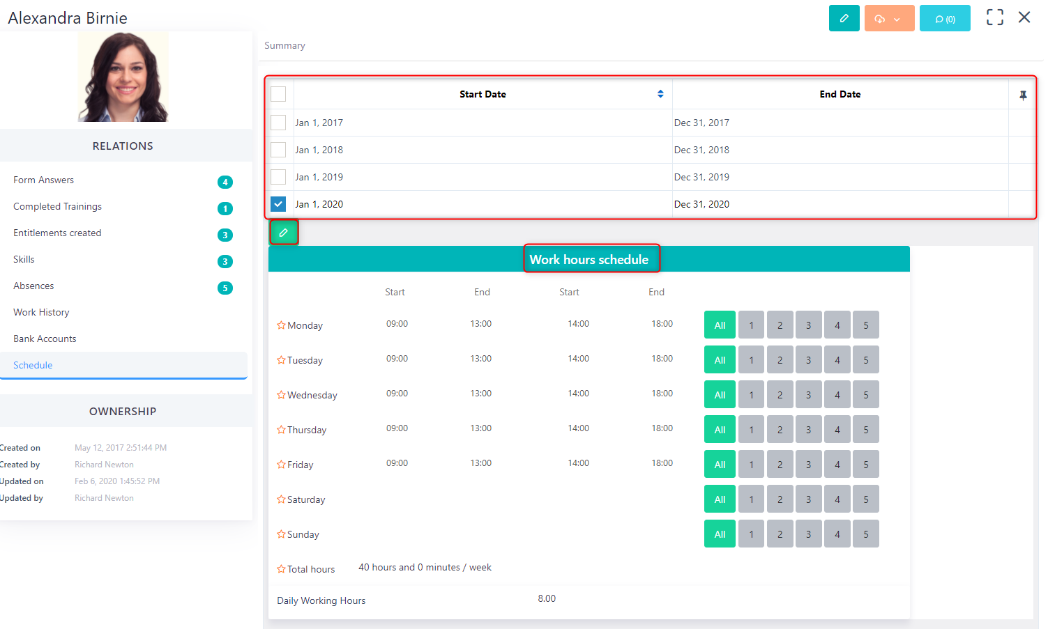 schedule Personnel v.6| Comidor Platform