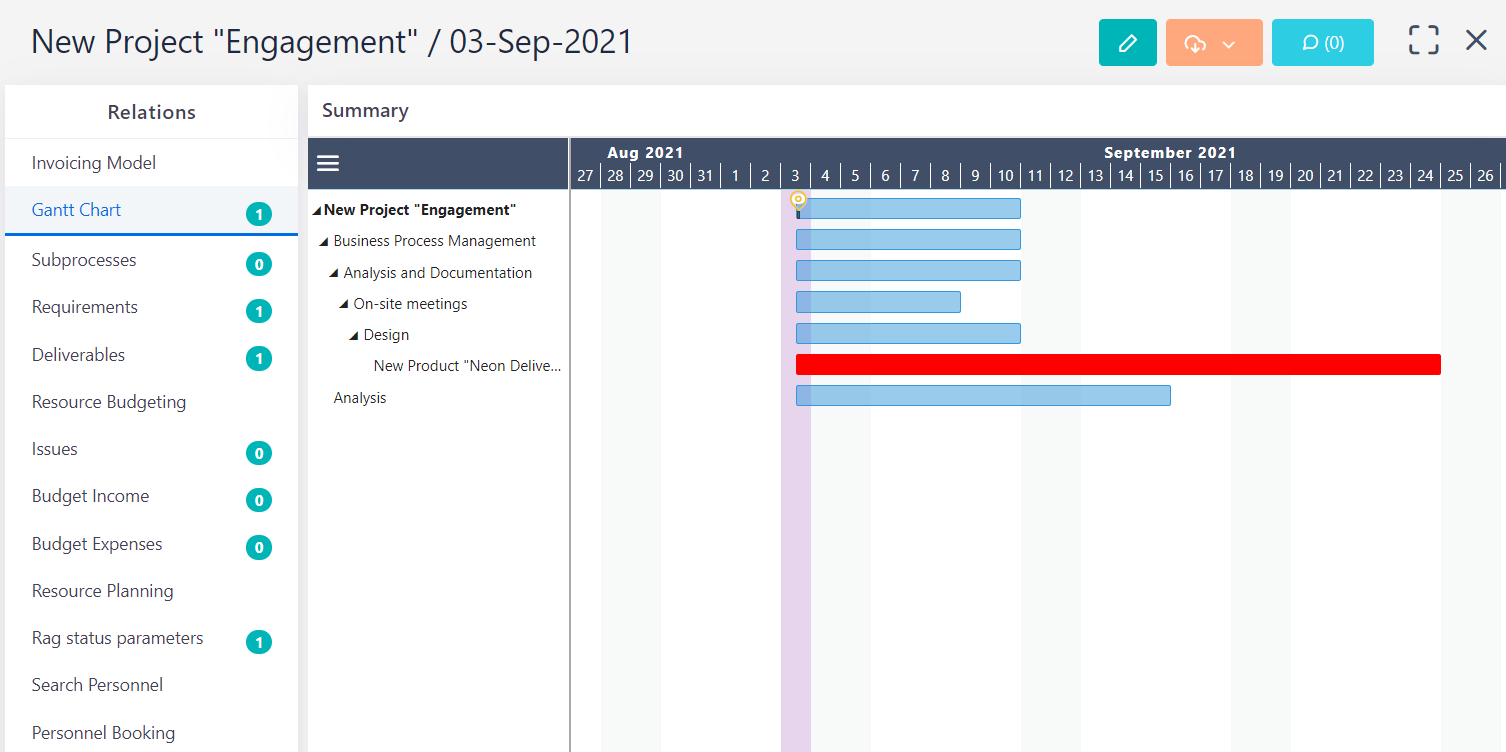 Gantt Chart v.6.0 | Comidor Platform