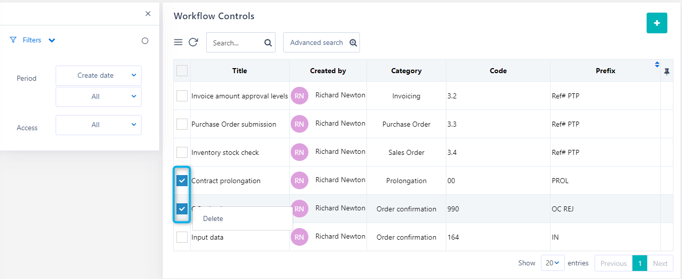 manage workflow controls | Comidor Platform