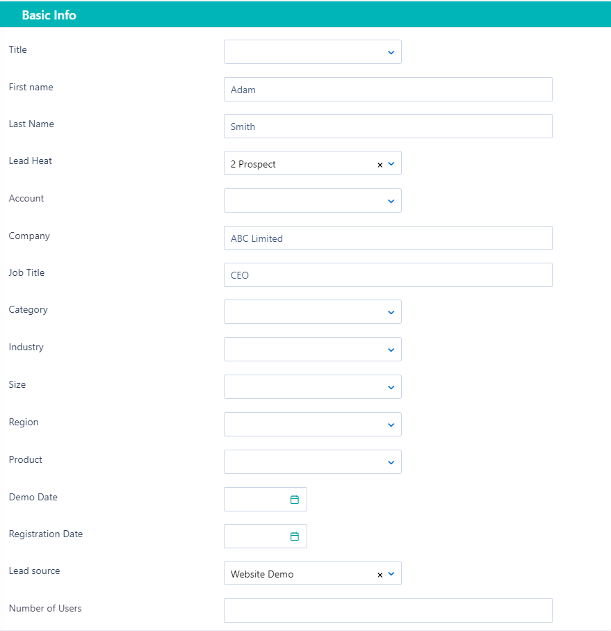 Basic info - Leads v.6| Comidor Platform