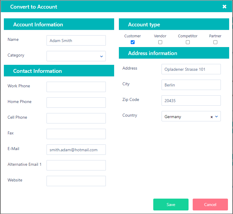 Convert to account - Leads v.6| Comidor Platform