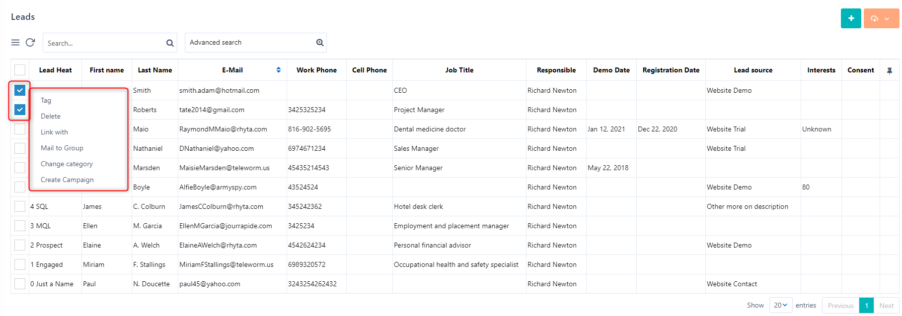 Managing group of leads v.6| Comidor Platform