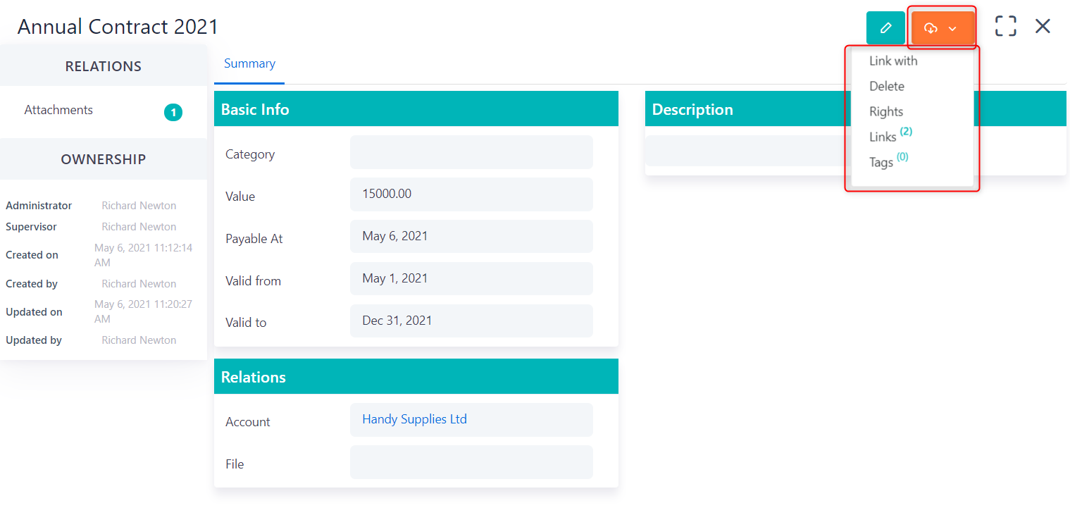 actions - contracts v.6| Comidor Platform