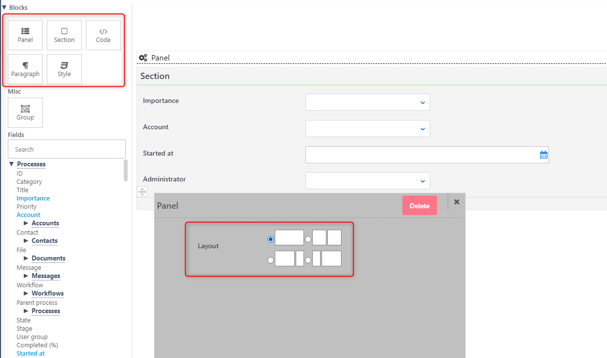 Quick add form Process template | Comidor Platform