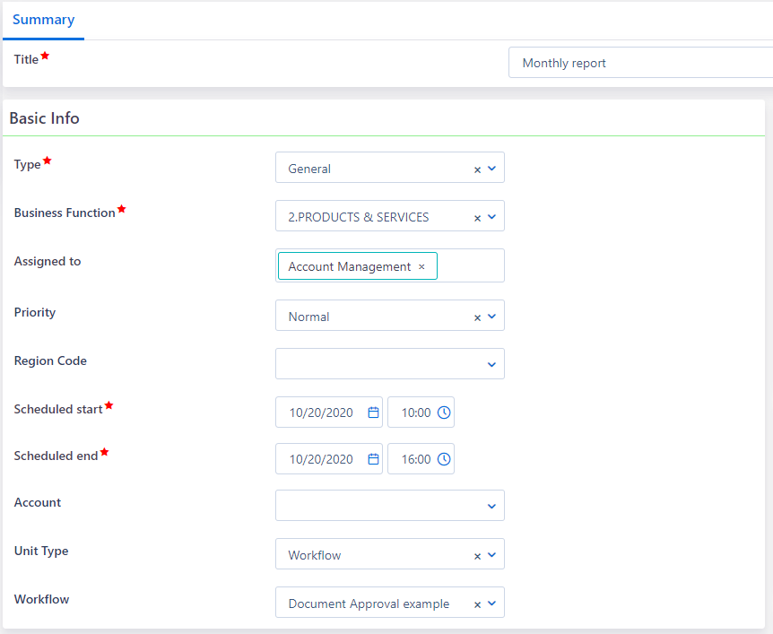 Process Scheduling creation | Comidor Platform