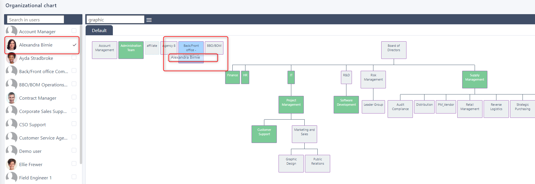 drag and drop org chart v.6| Comidor Platform