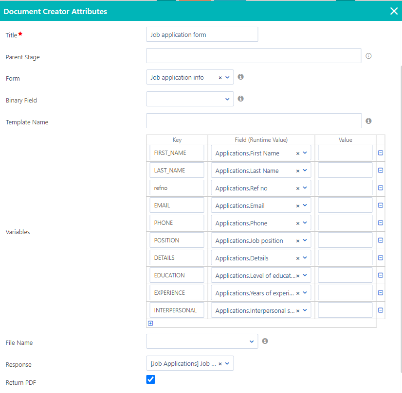 Document creator | Comidor Platform