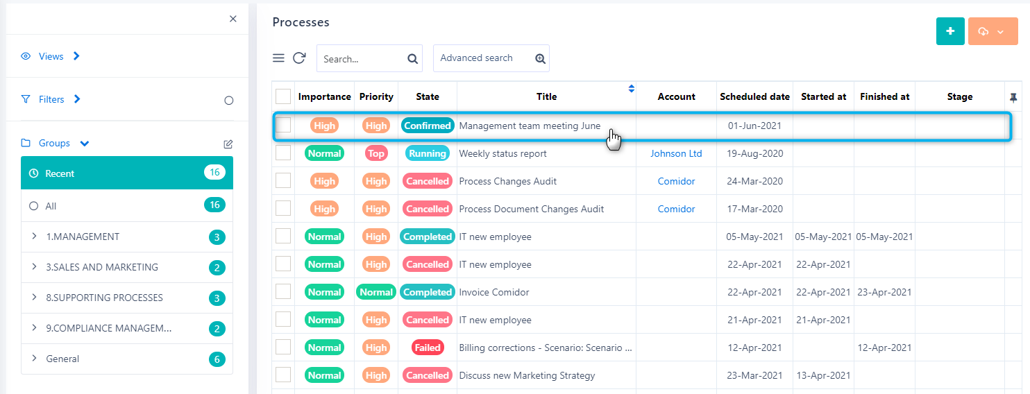 Processes | Comidor Platform