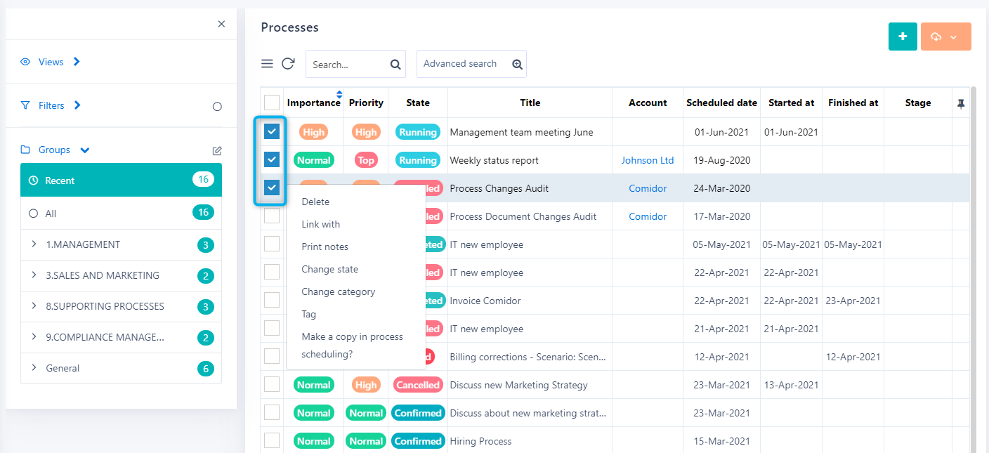 Processes | Comidor Platform