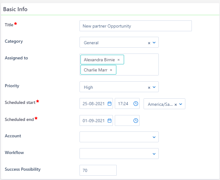 Opportunities creation | Comidor Platform