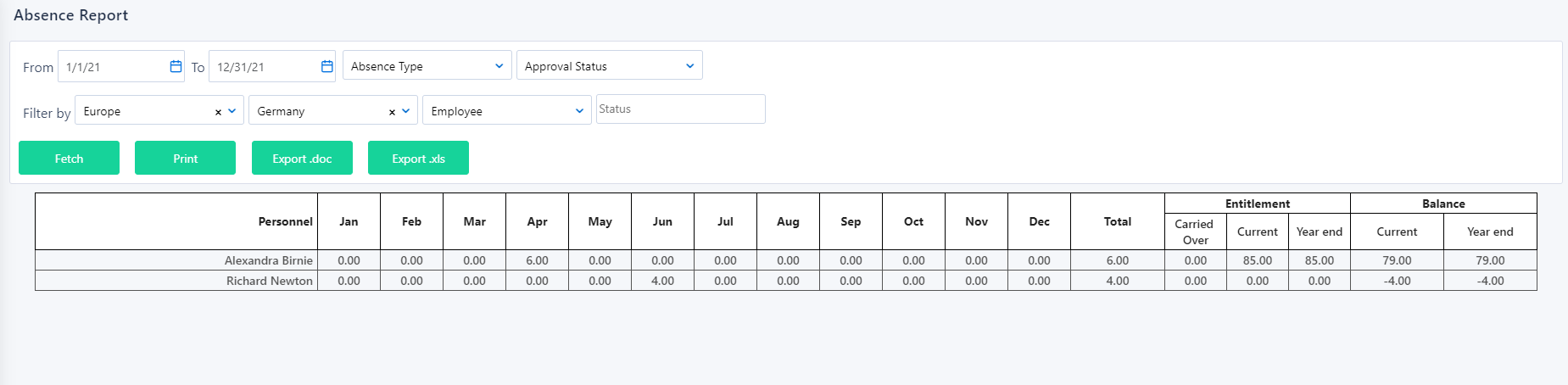 Absence report v.6| Comidor Platform