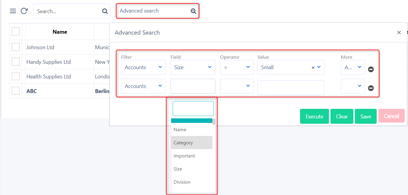 advanced search - filters v.6| Comidor Platform