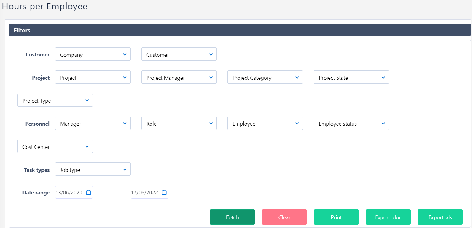 Hours per Employee v6.2 | Comidor Platform