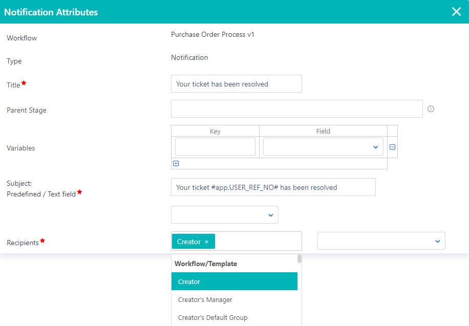 Workflow elements | Comidor Platform