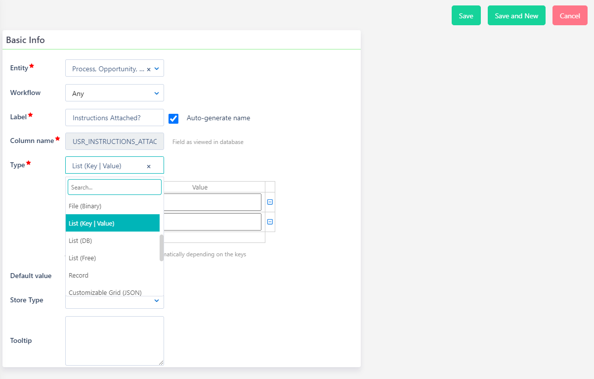 User fields | Comidor Platform