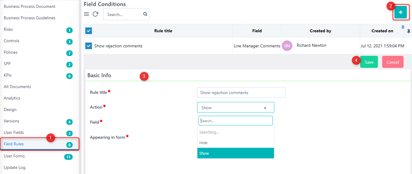 Field Rules | Comidor Platform