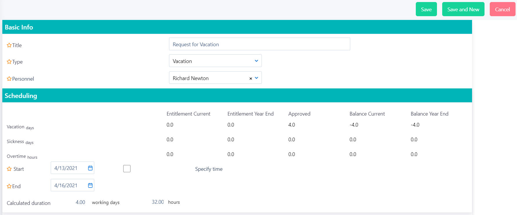 Absence request v.6| Comidor Platform