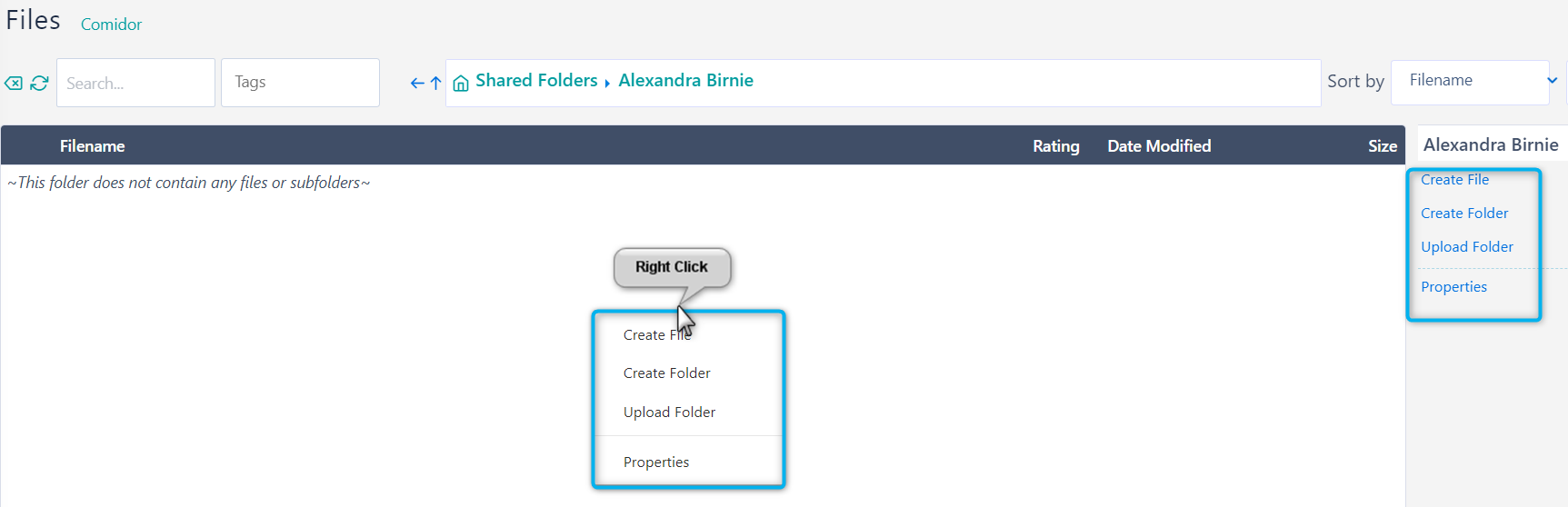 create file- folder v.6.2| Comidor Platform