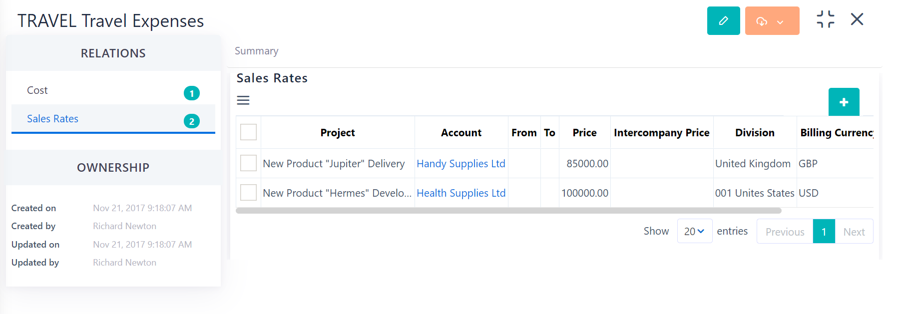 Sales Rate - products& services v.6| Comidor Platform