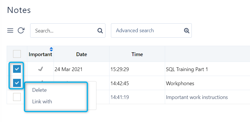 manage multiple notes v.6.2| Comidor Platform