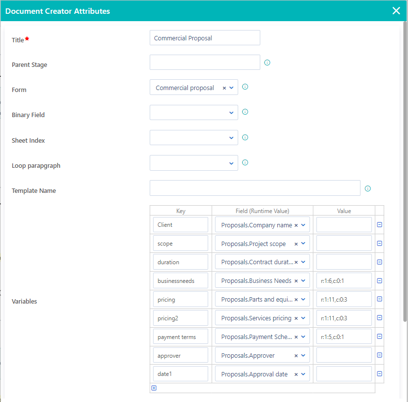 Document creator | Comidor Platform