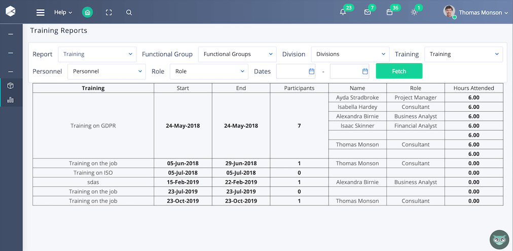 training reports | Comidor Case Management