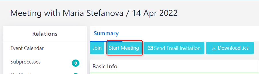 start meeting v.6.2| Comidor Platform