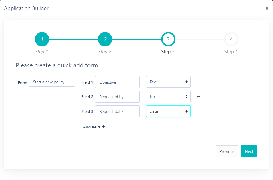 App creation step3 | Comidor Platform