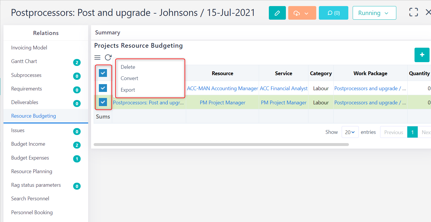 Manage resource budgeting v.6.0 | Comidor Platform