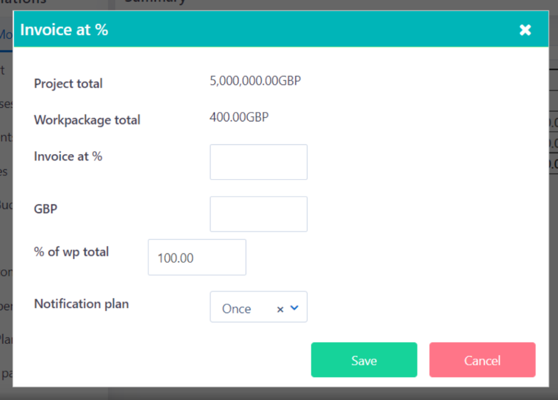 invoice project cost v.6.0 | Comidor Platform