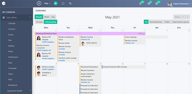 Calendar | Comidor Platform