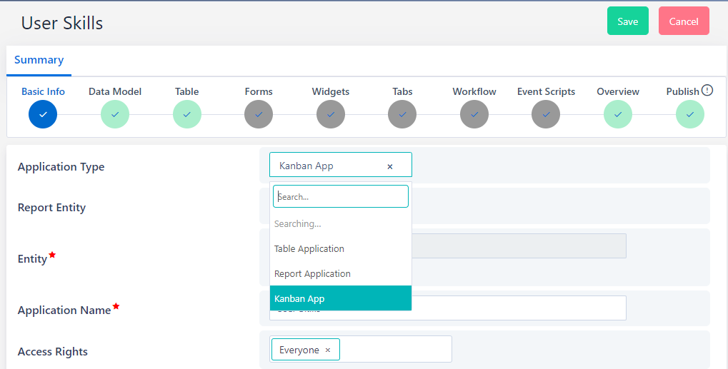 App Builder Kanban | Comidor Platform