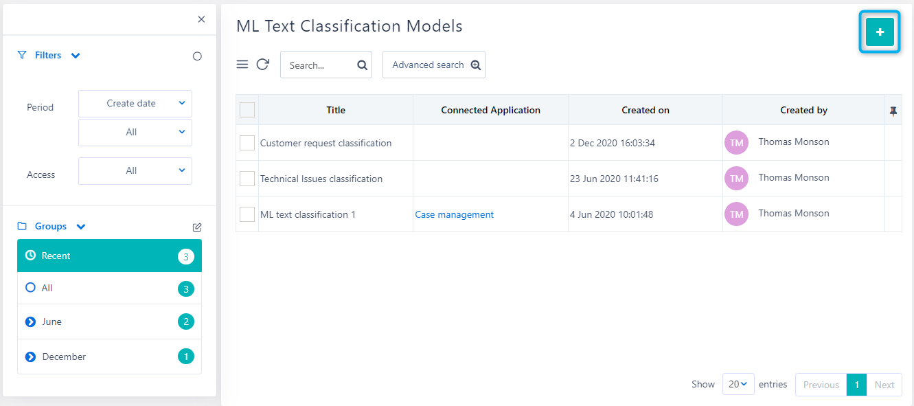 ML Text Classification | Comidor Platform
