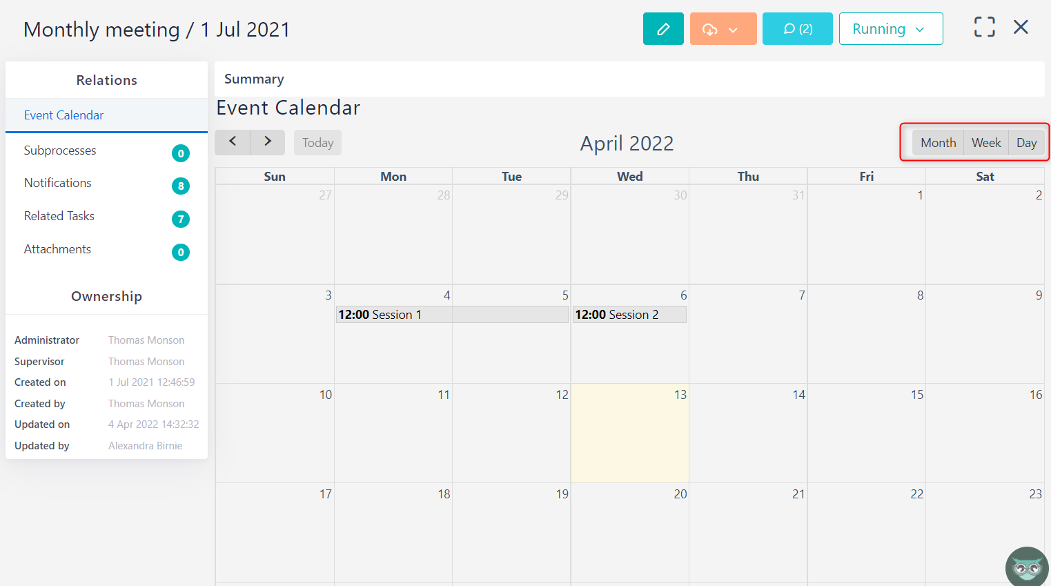 Event calendar v.6.2| Comidor Platform