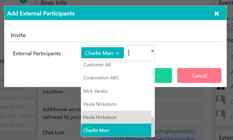 add external participants v.6.2| Comidor Platform