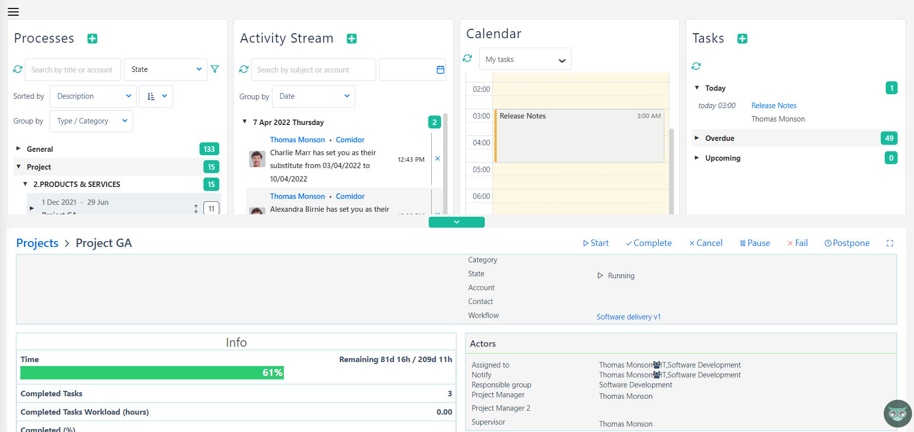 Summary of process - workbench v.6.2| Comidor Platform