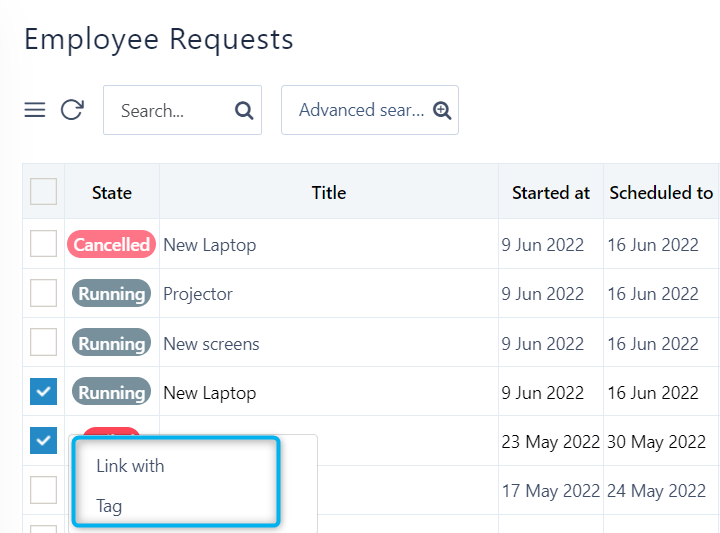 Employee requests V6.2 | Comidor Platform